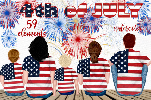 4th of July Family Clipart: A Seasonal Illustration Boost for Content Creators