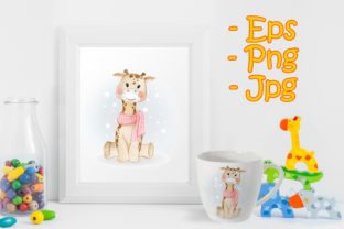 Adorable Cute Kawaii Baby Giraffe Illustrations