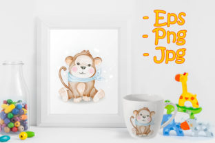 Adorable Cute Kawaii Baby Monkey Illustrations