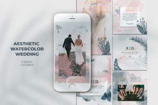Aesthetic Watercolor Wedding Instagram Web Elements