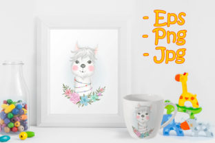Baby Llama Adorable with Floral Illustrations