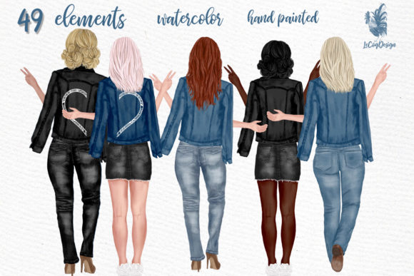 Best Friends Clipart Jeans Jackets and Illustrations
