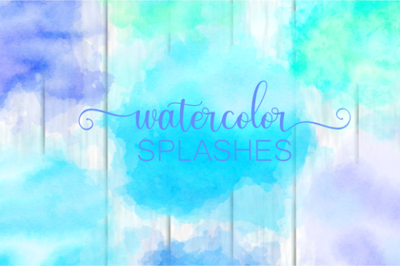 Blue Turquoise Watercolor Wash Splashes Backgrounds