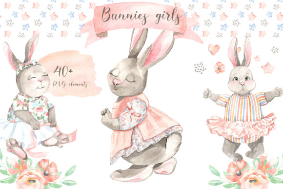 Bunnies Girls Illustrations