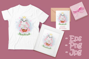Cute Easter Bunny Holding Flower Basket Illustrations