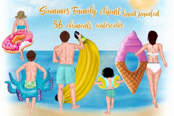 Family Clipart, Summer Illustrations for Heartfelt Branding