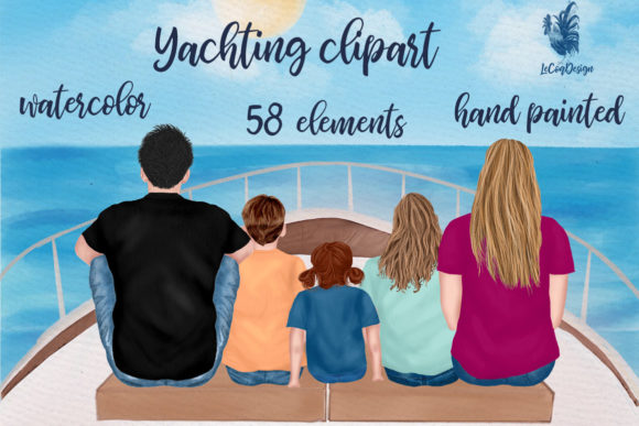 Family Clipart Yacht Illustrations: A Vibrant Design Asset for Marketing Campaigns