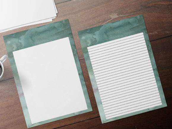 Green Watercolor Stationary Se and Print Templates