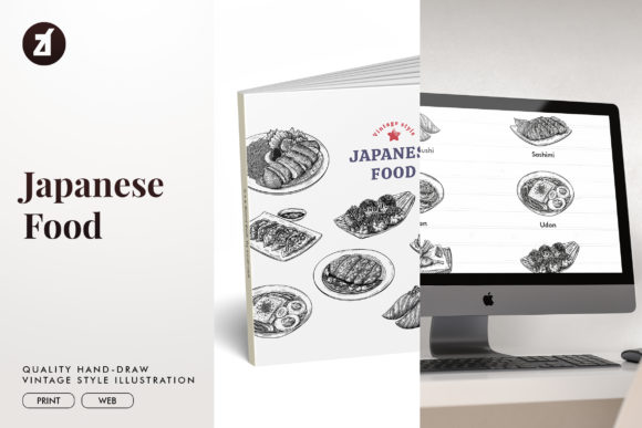 Japanese Food Vintage Hand-drawn Illustrations