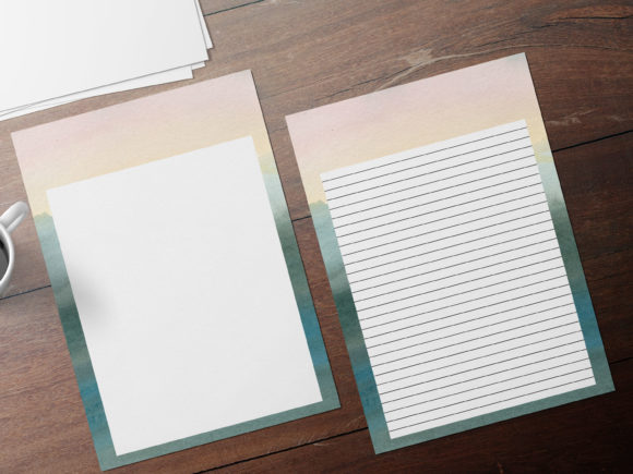 Pink Blue Watercolor Stationary and Print Templates