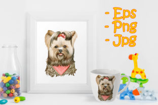 Puppy Yorkshire Terier Dog Cute Illustrations