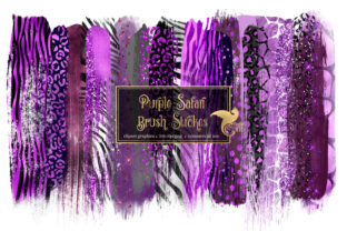 Purple Safari Brush Strokes Illustrations