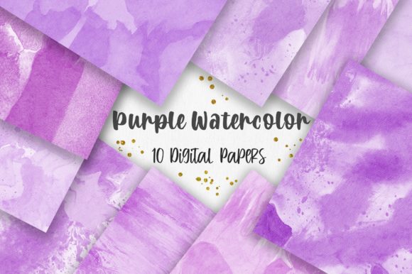 Purple Watercolor Texture Digital Papers and Backgrounds
