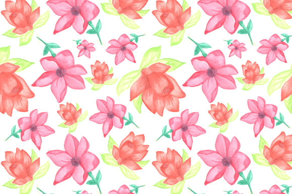 Red and Orange Floral Watercolor Pattern for Branding