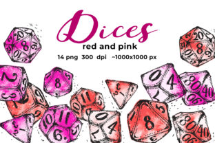 Red and Pink Dices Illustrations