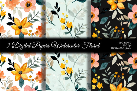Seamless Pattern Floral Watercolor 101 and Patterns