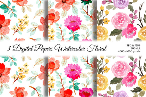 Seamless Pattern Floral Watercolor 104