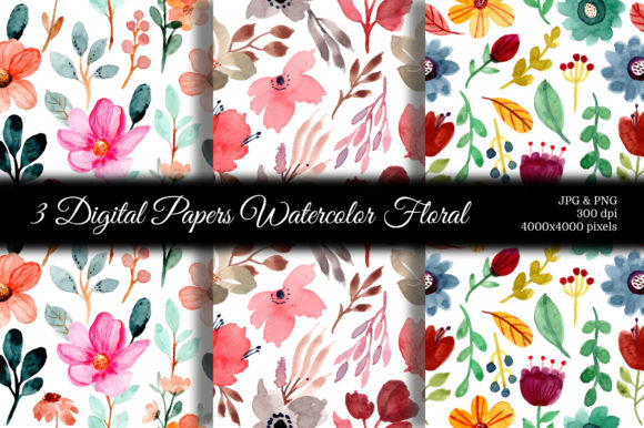 Seamless Pattern Floral Watercolor 106