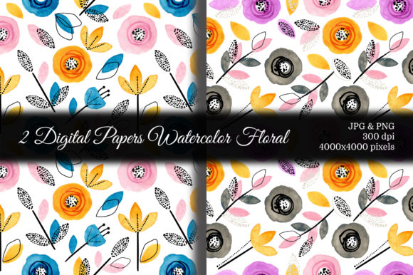 Seamless Pattern Floral Watercolor 107 and Patterns