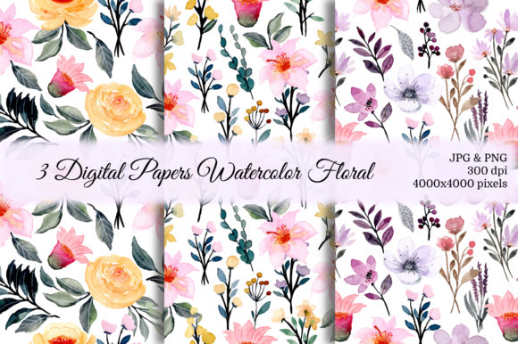 Seamless Pattern Floral Watercolor 46 and Patterns