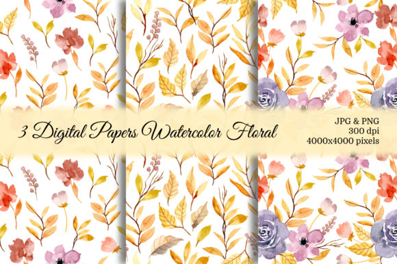 Seamless Pattern Floral Watercolor 51 and Patterns