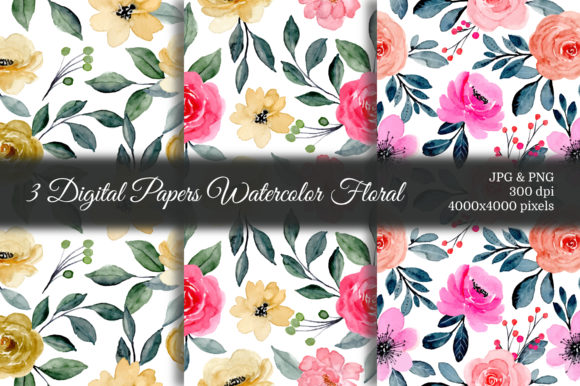 Seamless Pattern Floral Watercolor 52 and Patterns