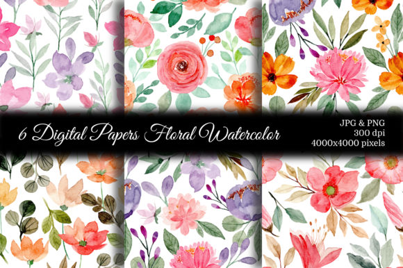 Seamless Pattern Floral Watercolor 68