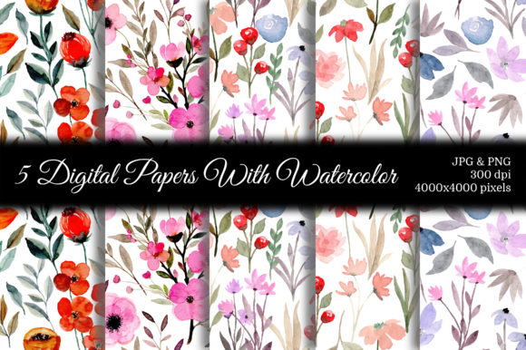Seamless Pattern Floral Watercolor 71 and Patterns