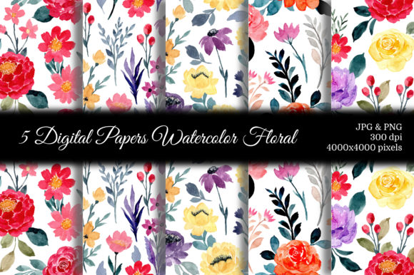 Seamless Pattern Floral Watercolor 78 and Patterns