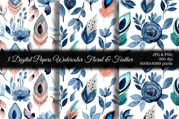 Seamless Pattern Floral Watercolor 85 and Patterns
