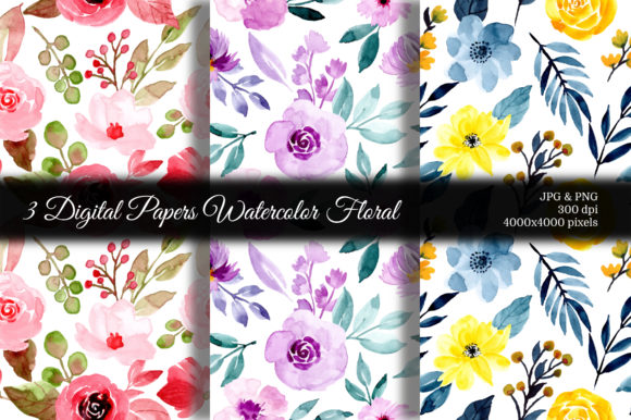 Seamless Pattern Floral Watercolor 89 and Patterns