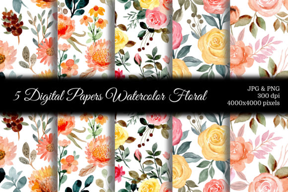 Seamless Pattern Floral Watercolor 90 and Patterns