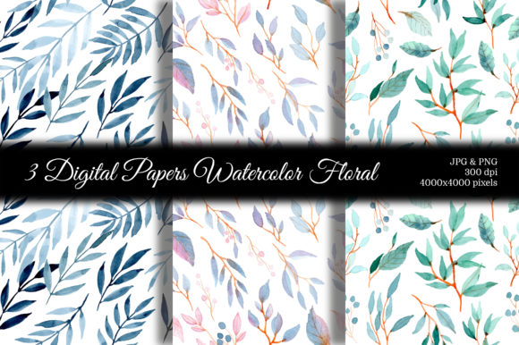 Seamless Pattern Leaves Watercolor 14
