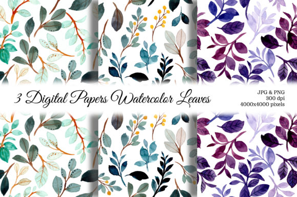 Seamless Pattern Leaves Watercolor 15