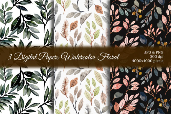 Seamless Pattern Leaves Watercolor 9 and Patterns