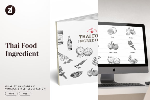 Thai Food Ingredient Vintage Hand-drawn Illustrations