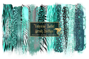 Turquoise Safari Brush Strokes Illustrations