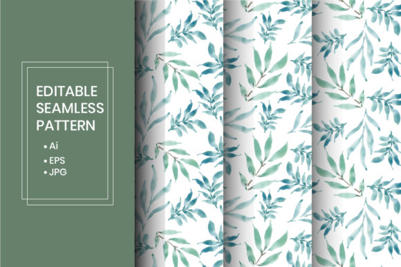 Watercolor Leaves Seamless Pattern Set and Patterns