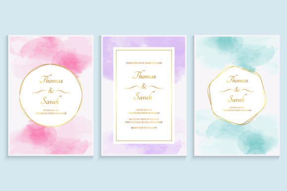 Watercolor Wedding Invitation Template and Graphic Templates