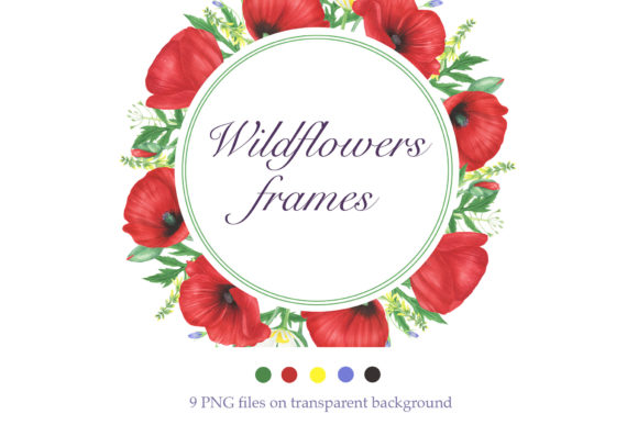 Wildflowers Frames Clipart for Digital Designers and Sellers