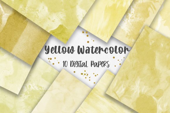 Yellow Watercolor Texture Digital Papers and Backgrounds