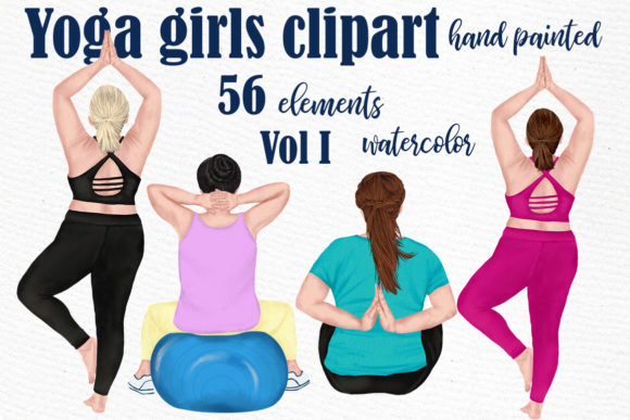 Yoga Plus Size Girls Clipart for Embroidery Projects
